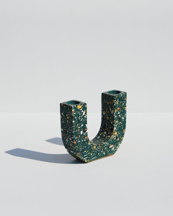 U-Shaped Candle Holder - Emerald Terrazzo