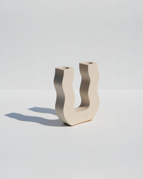 Wavy U-Shaped Candlestick Holder - Nude