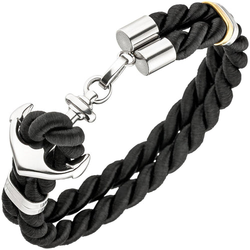 mit 21 cm Edelstahl Onyx 3-reihig Leder Armband und Kugeln schwarz