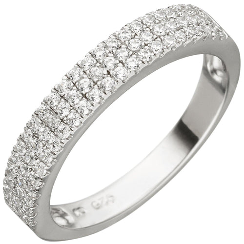 Damen Ring 925 Sterling Silber 85 Zirkonia grün und weiß Silberring-Ringe