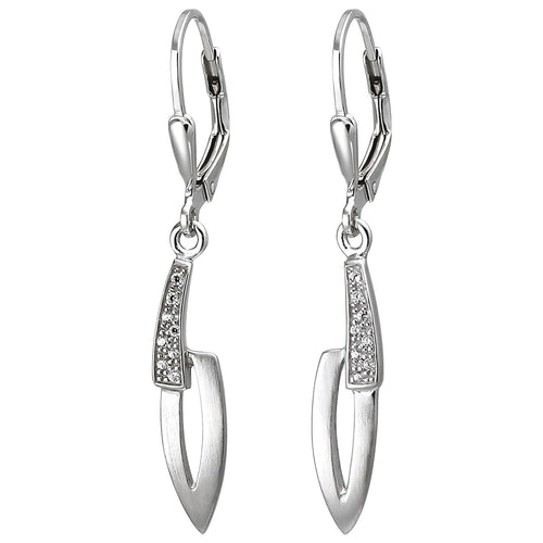 Boutons 925 Sterling Silber mattiert 6 Zirkonia Ohrringe Ohrhänger-Ohrhänger