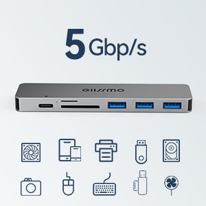 GIISSMO Adaptateur MacBook, Hub USB C avec Thunderbolt 3, HDMI 4K, 3 Ports  USB-A, Lecteur de Carte SD/TF, Accessoire MacBook Compatible avec MacBook