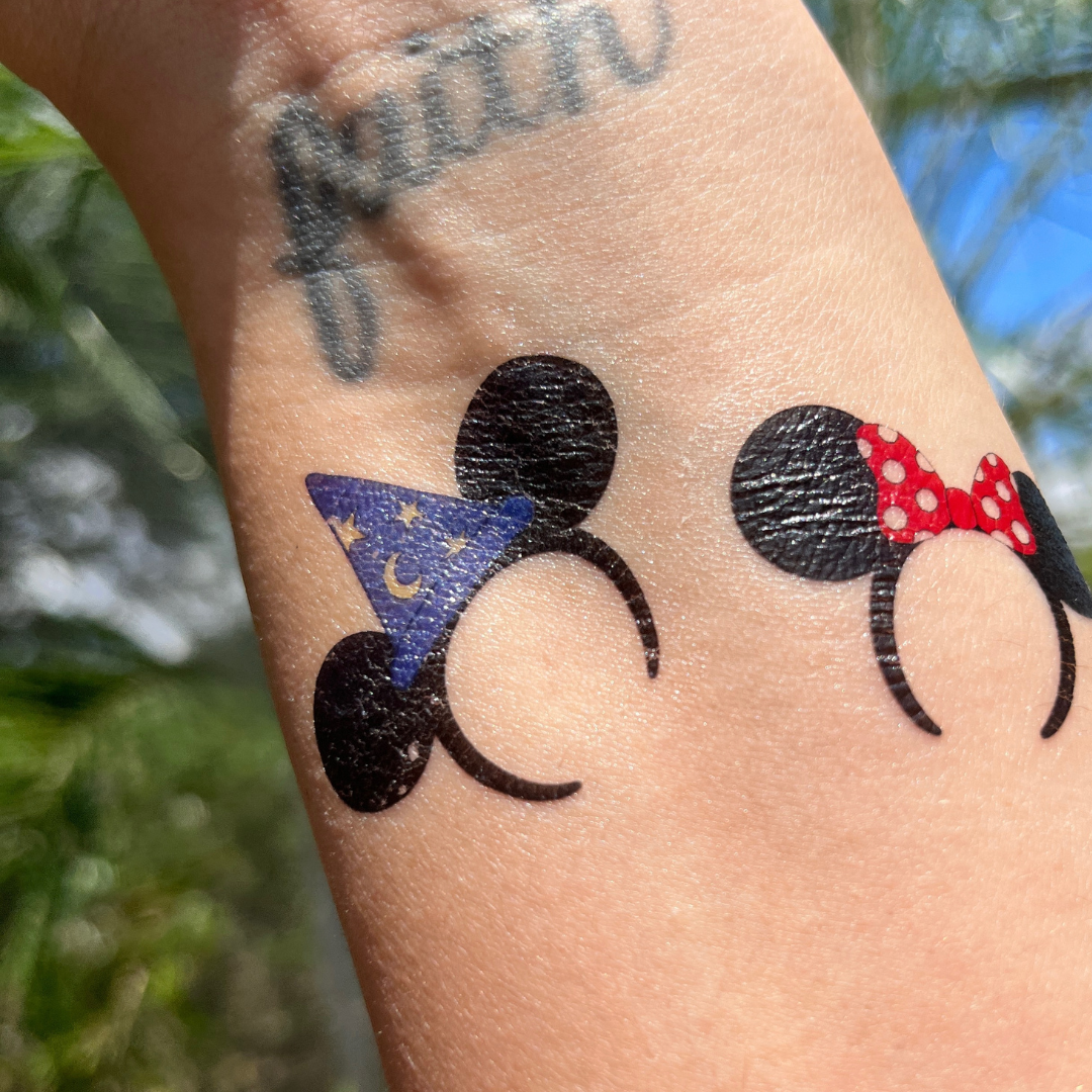 Matching Mickey and Minnie Mouse tattoo for couple
