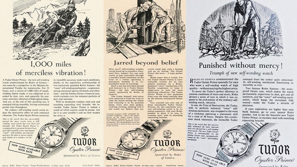 Tudor 1950s Oyster Prince poster series highlighting its robustness