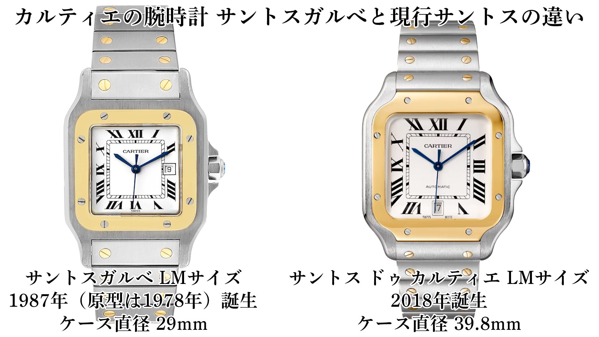 カルティエの腕時計　サントスガルべとサントス ドゥ カルティエの違い　サイズ