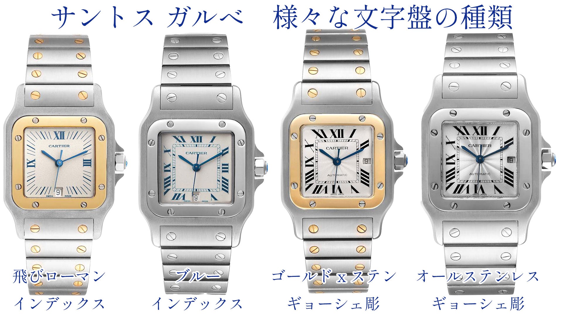 Cartier watch Santos Galbee - various dial types