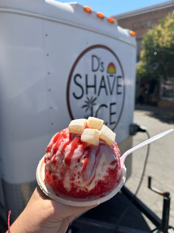 D's Shave Ice serving up delicious home made mochi on top of their shave ice