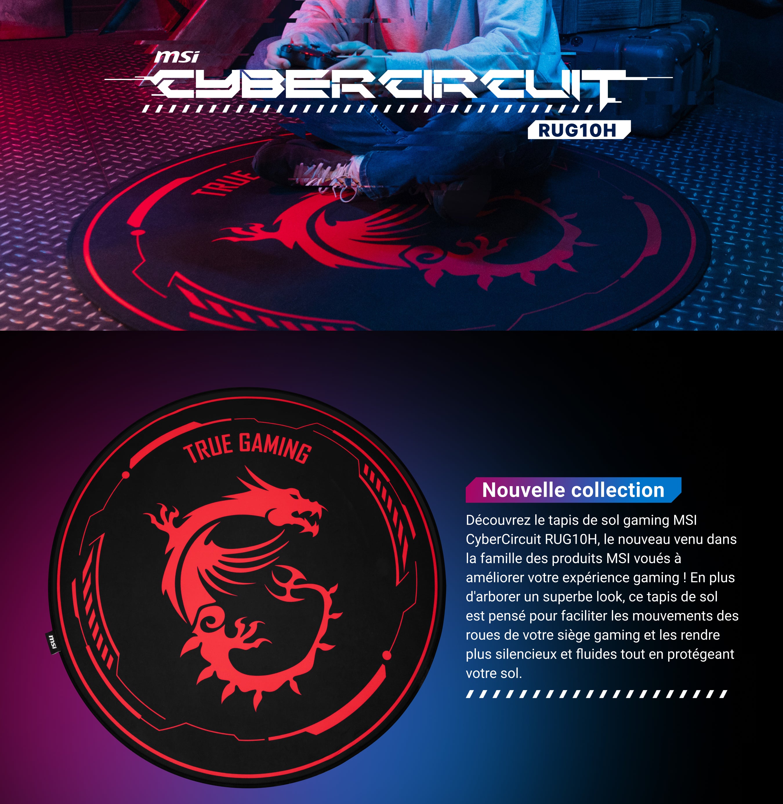 CyberCircuit RUG10H ｜Tapis de sol spécial pour chaise gamer— Boutique en  ligne officielle de MSI France