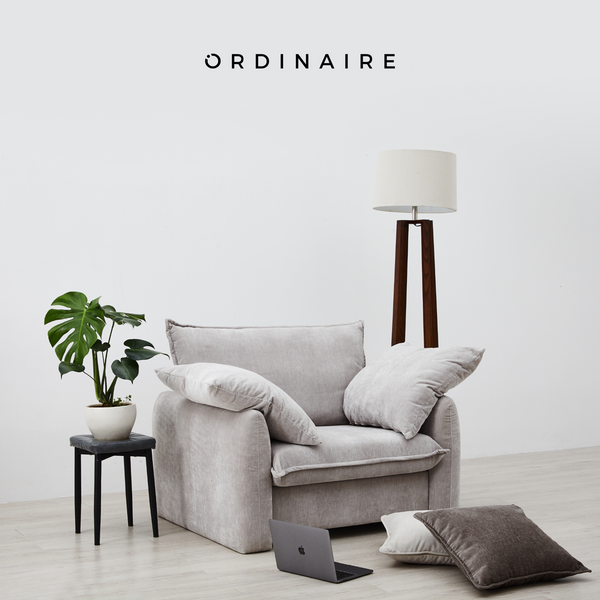 Armchair Noe ORDINAIRE bọc vải nhung màu ghi