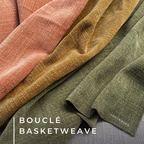 Các dải vải Bouclé Basketweave màu vàng, màu hồng và màu xanh lá