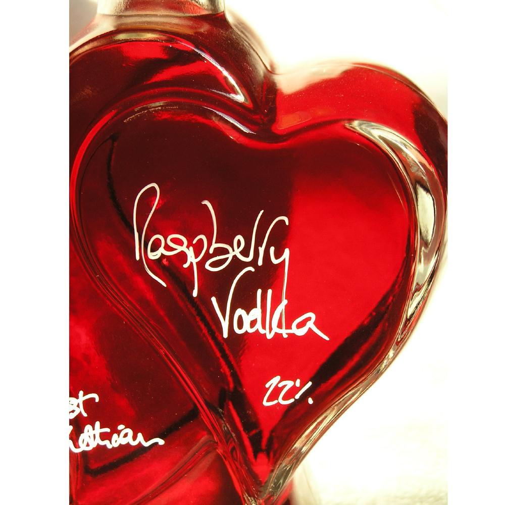 One for the Heart - A 500ml heart shaped bottle of our fruity Raspberry Vodka Liqueur 22%