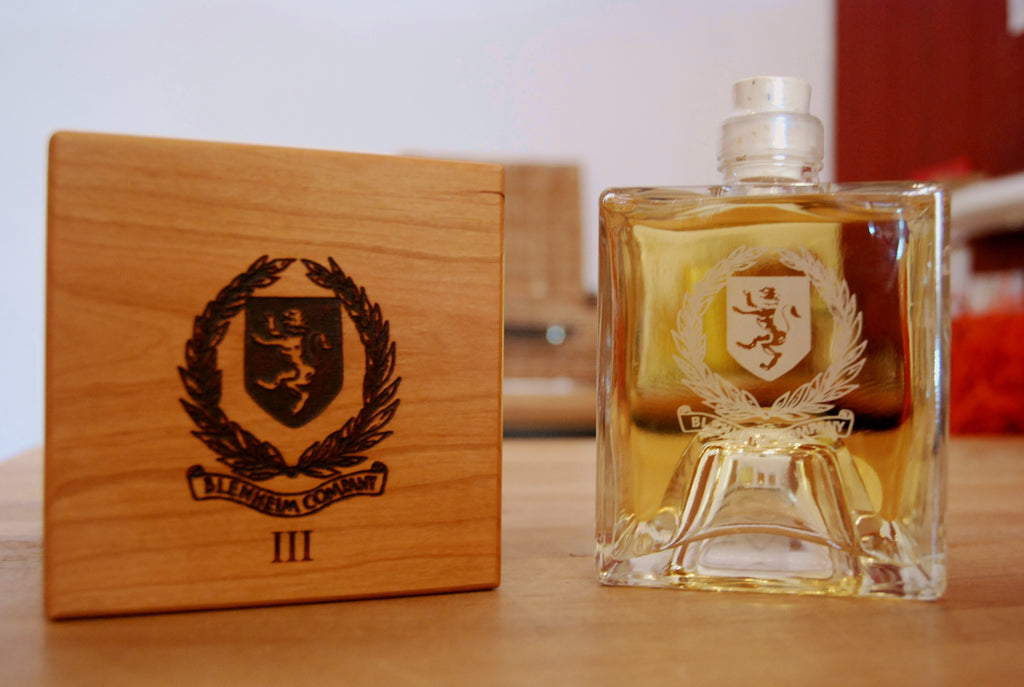 Example of bespoke engraving on Demijohn glass and wood products