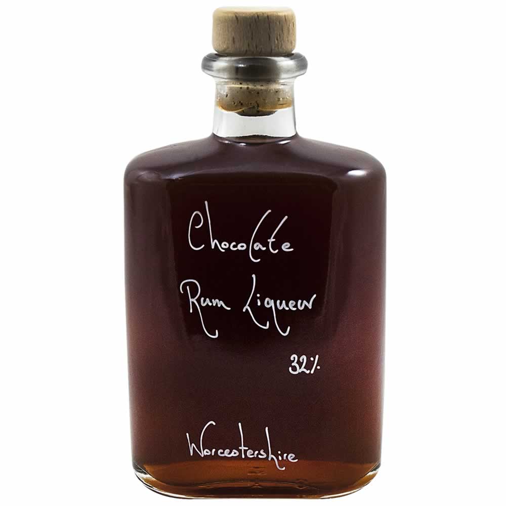 Glass bottle of Hipflask of Chocolate Rum Liqueur