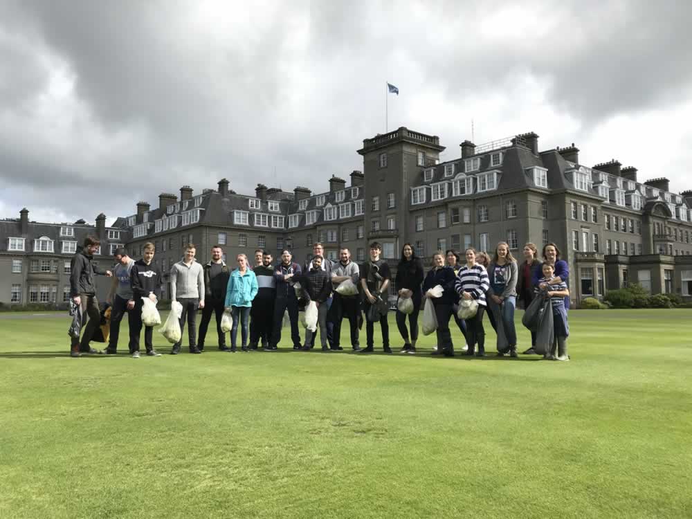 The huge team of pickers at Gleneagles Hotel in 2019