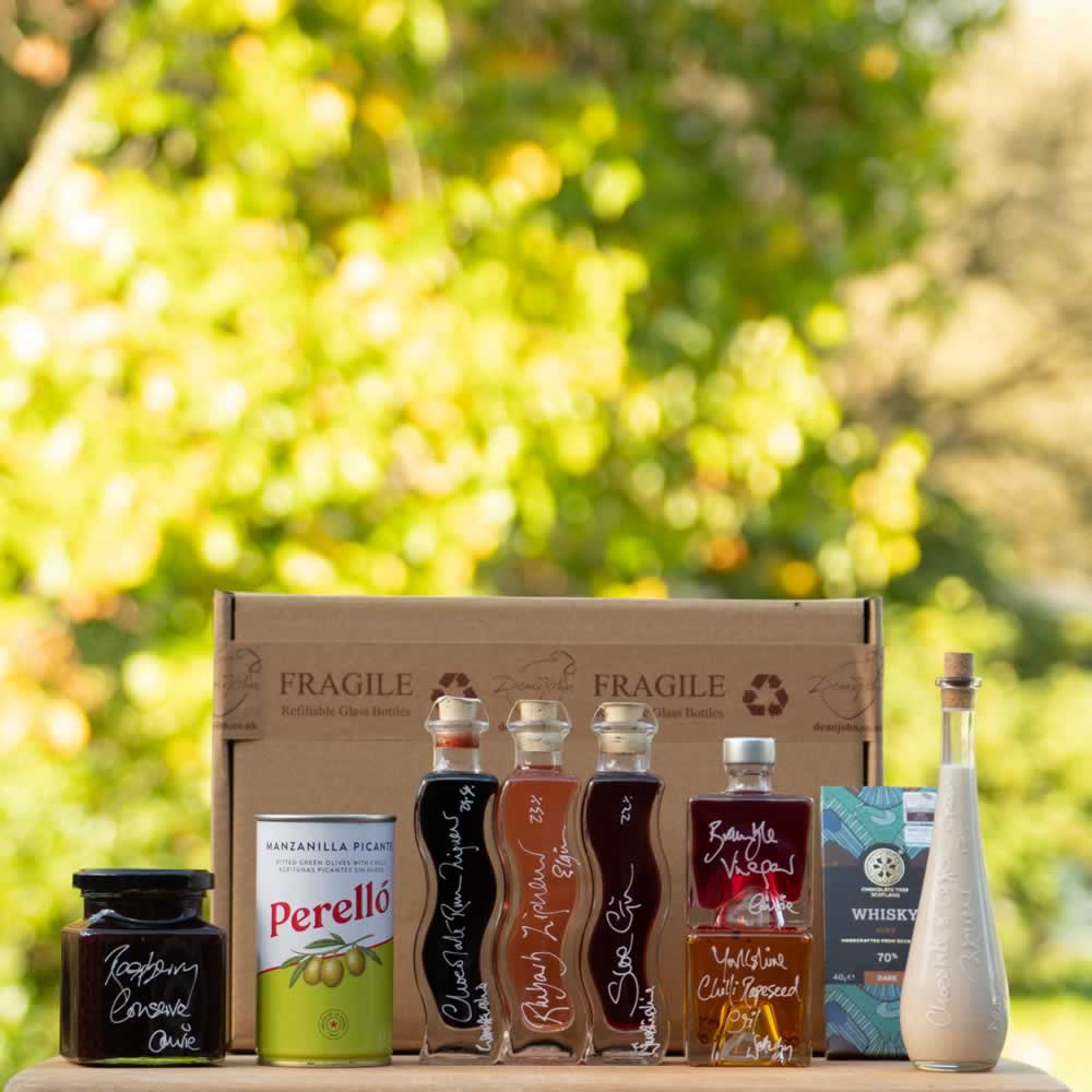 Christmas Gift Box containing variety of liqueurs, non-alcohol drinks and foods