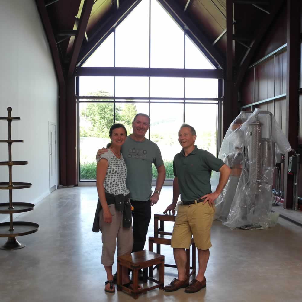 Angus with Nick and Erin at their new Moffat Distillery