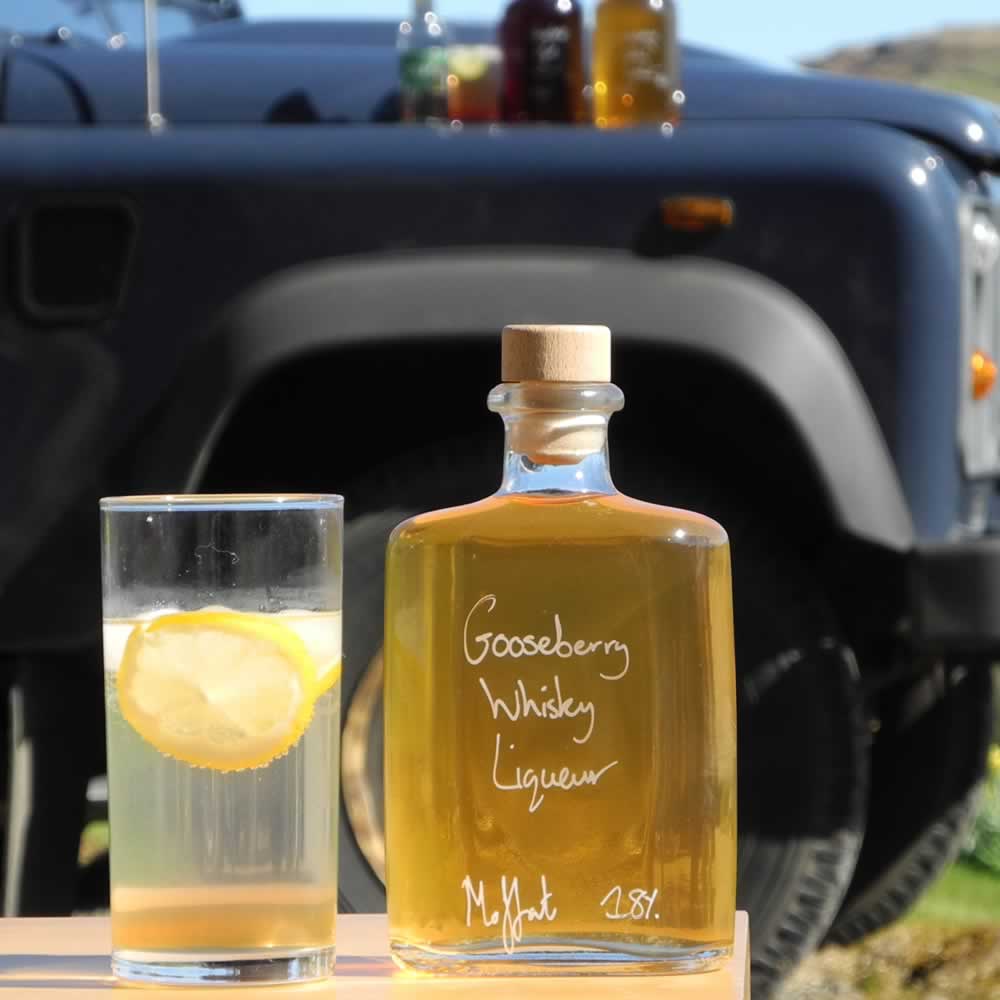 Unique Gooseberry Whisky in a hipflask shaped bottle