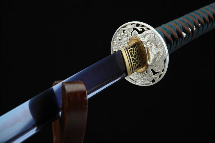 Clay tempered,Blue Blade,Japanese katana,Handmade Samurai sword,Real Katana,Full Tang
