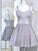 A-Line Spaghetti Straps Kailee Lace Homecoming Dresses Grey Short With CD10262