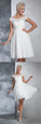 A-Line/Princess Sheer Neck Ruched Short Sleeves Short Chiffon Wedding Dresses DDP0006652