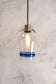 clear and blue lighting pendant made from recycled glass