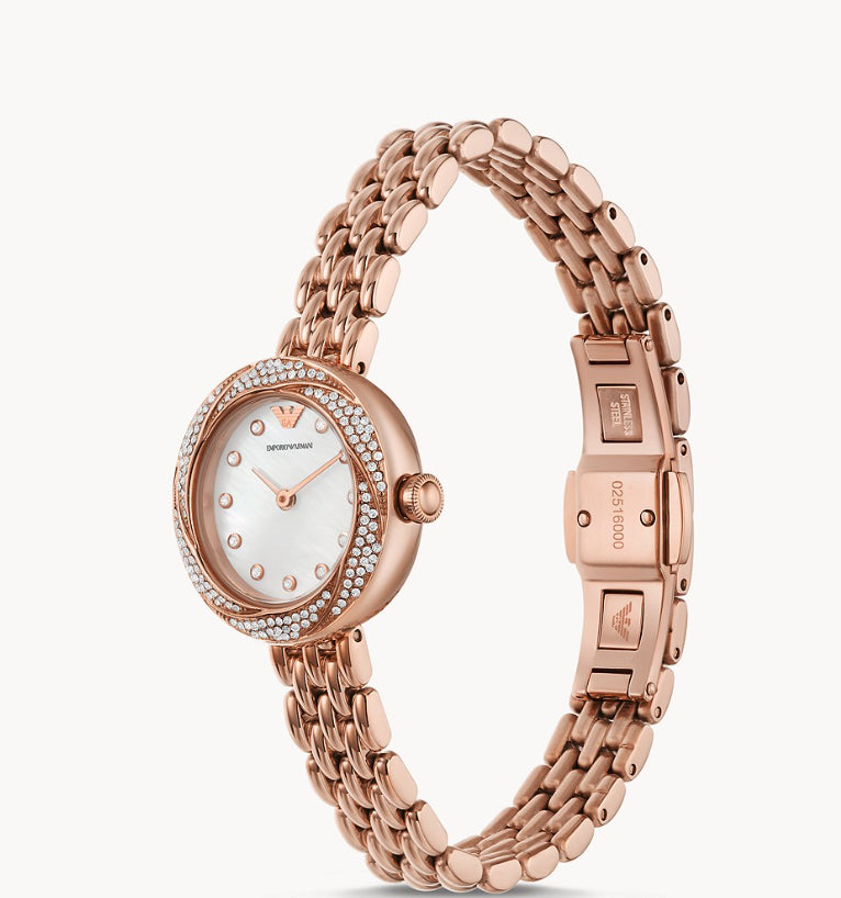 Emporio Armani Two-Hand Rose Gold Stainless Steel Watch AR11474