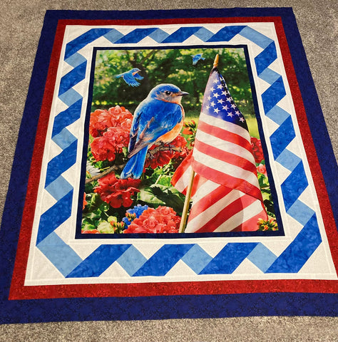 Bluebird and American Flag Quilt