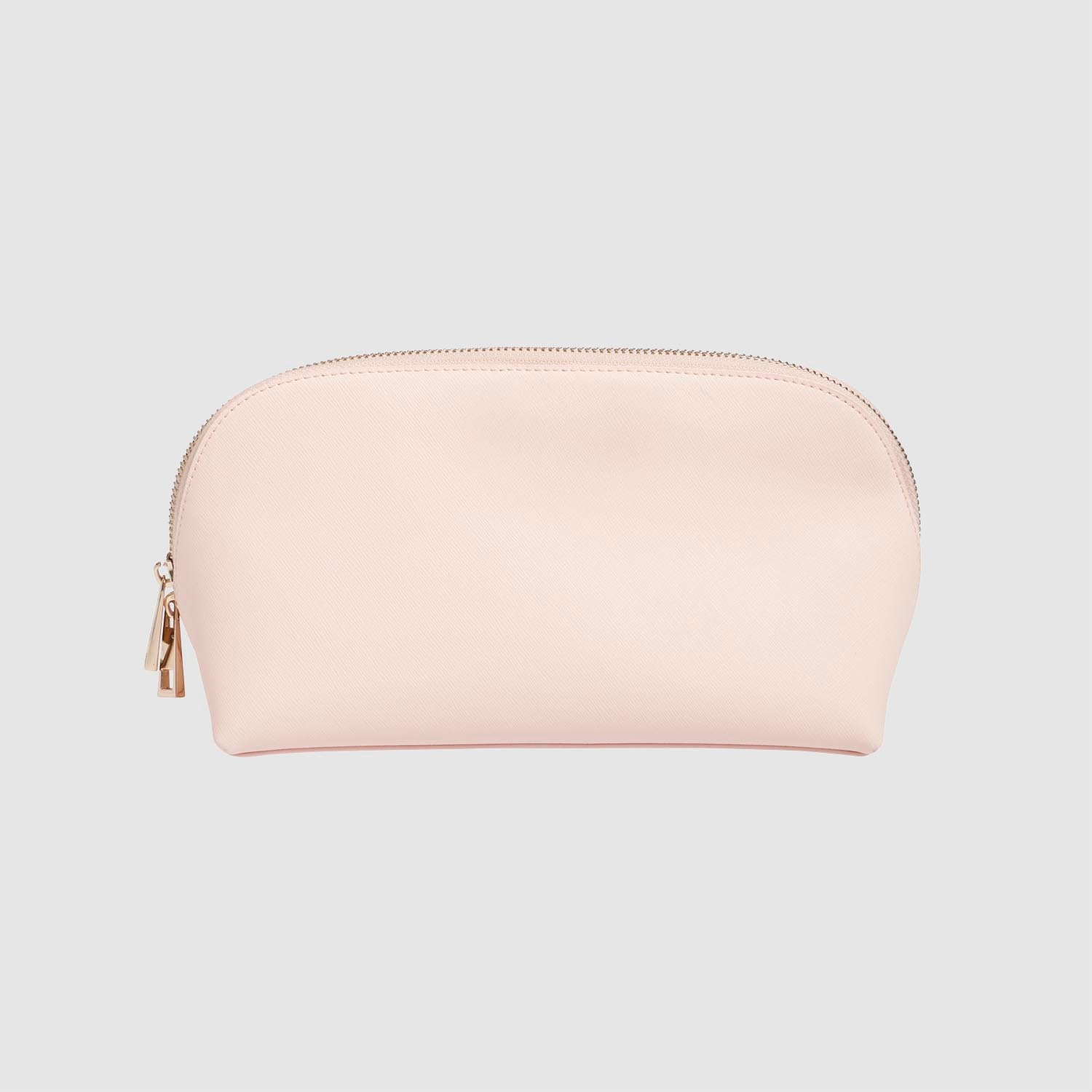Large Pale Pink Saffiano Leather Cosmetic Case