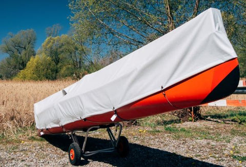 Tarp used as boat cover.