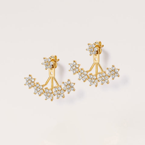 Flower Cluster Lobe Stud Earrings