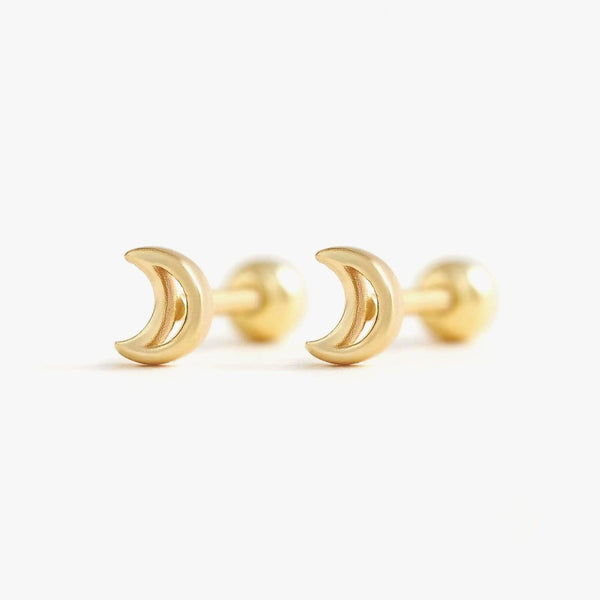 Solid 18k Gold Star Earrings Screw Back, Real Gold Studs for Women