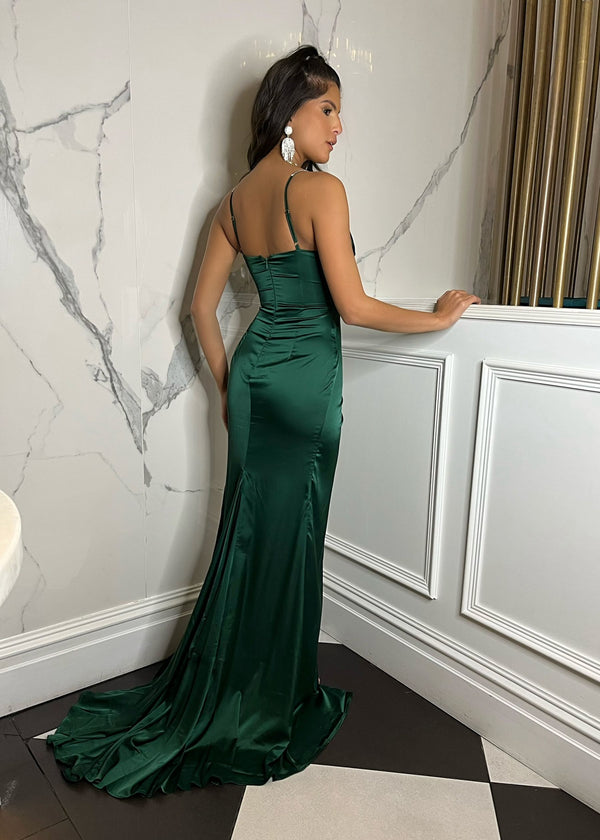 Heidi Off Shoulder Corset Gown - Emerald Green – Dressmezee