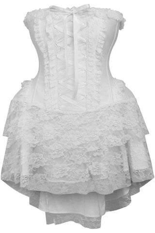 Daisy Corsets Top Drawer Steel Boned White Lace Victorian Bustle Underbust  Corset Dress