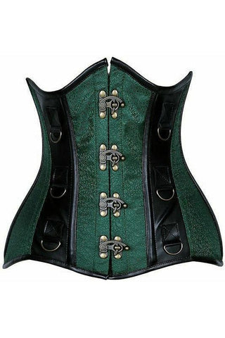 Green Brocade corset top - Under Bust Corset – Miss Leather Online