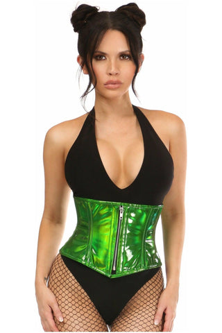 Top Drawer Neon Green Patent & Fishnet Underbust Corset – Unspoken Fashion