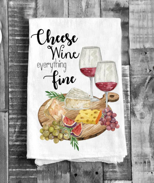 Wine Lover Laugh Alot Kitchen Cotton Flour Sack Tea Towels