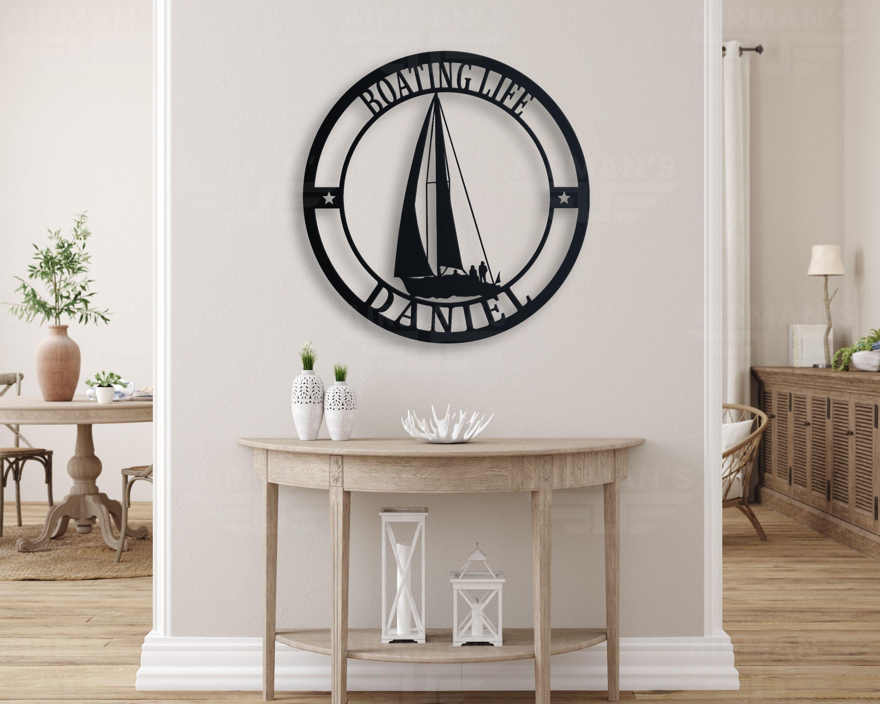 Personalized Sailing LED Sign, Boat Captain Metal Wall Art, Neon Sailboat Decor, Captain's Christmas Ornament Gift