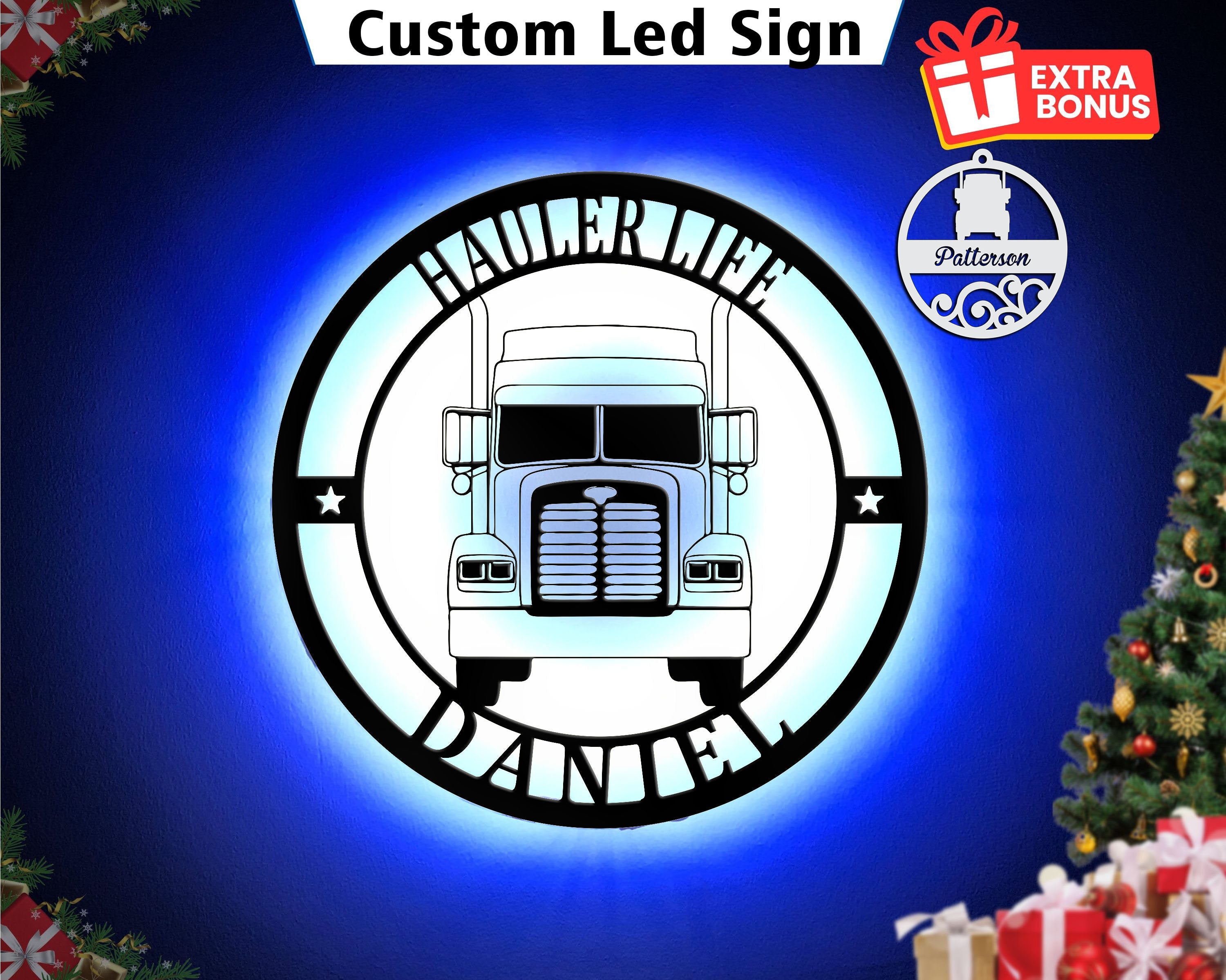Heavy Hauler LED Truck Art - Custom Wall Decor, Personalized Trucker Metal Sign
