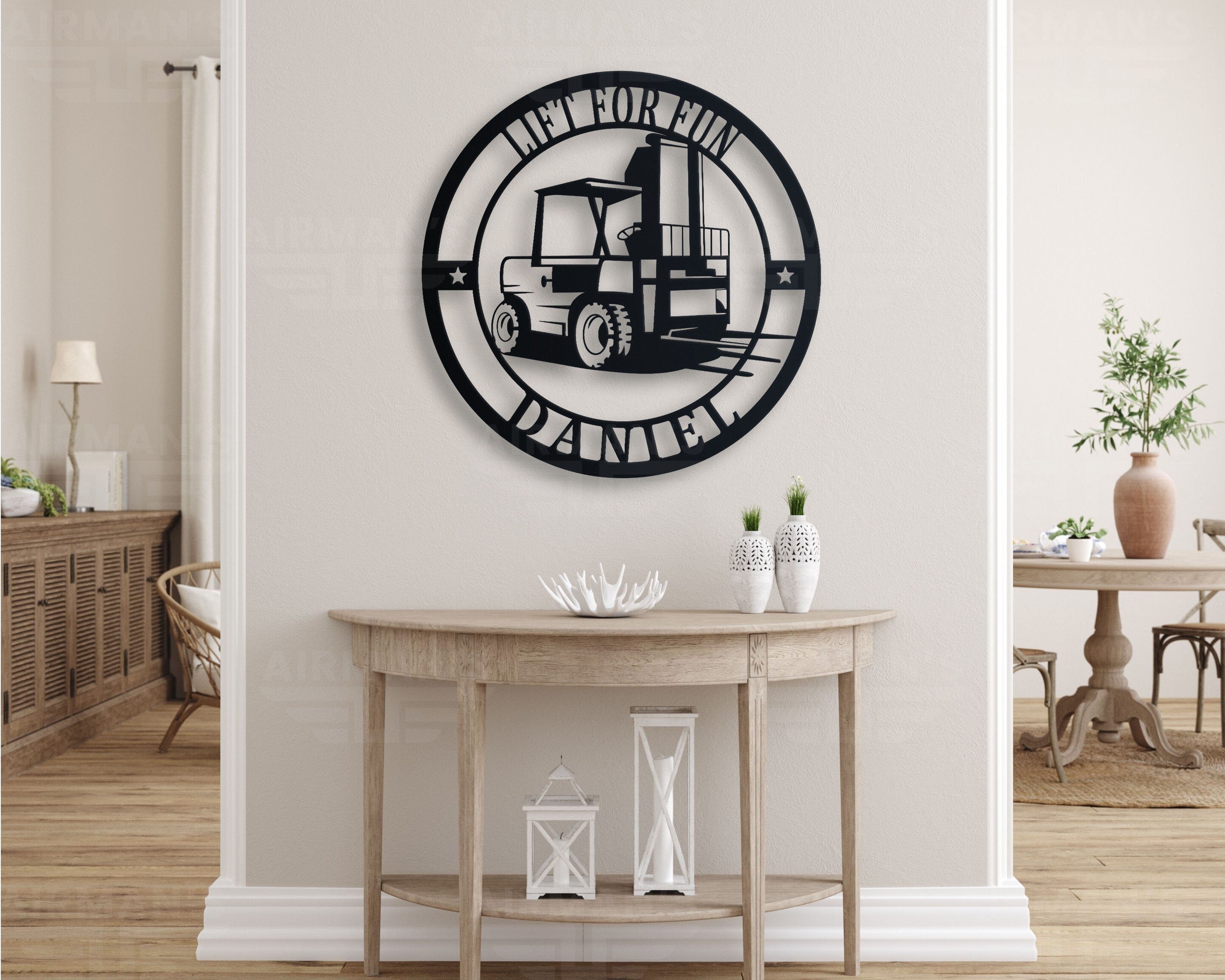 Custom Forklift LED Sign - Personalized Construction Art, Unique Metal Wall Lamp