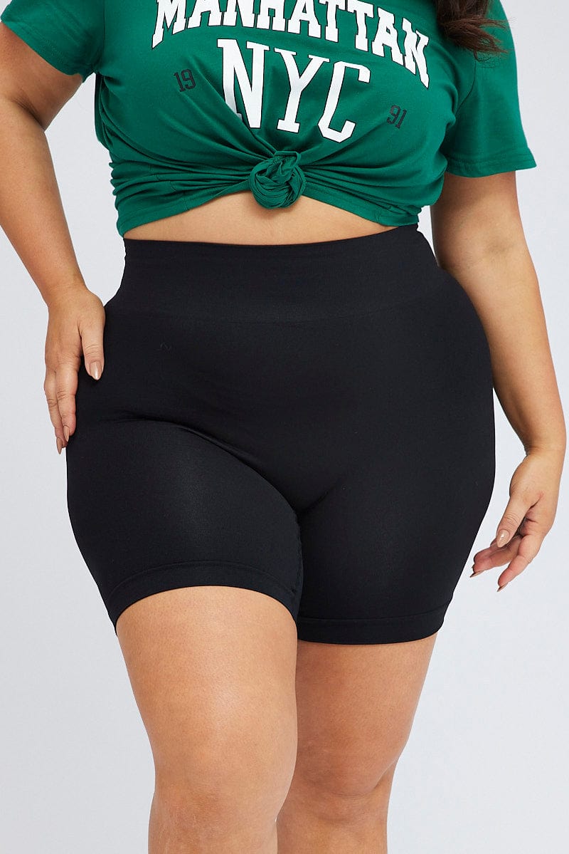 Go The Distance Seamless High Waist Biker Shorts in Black