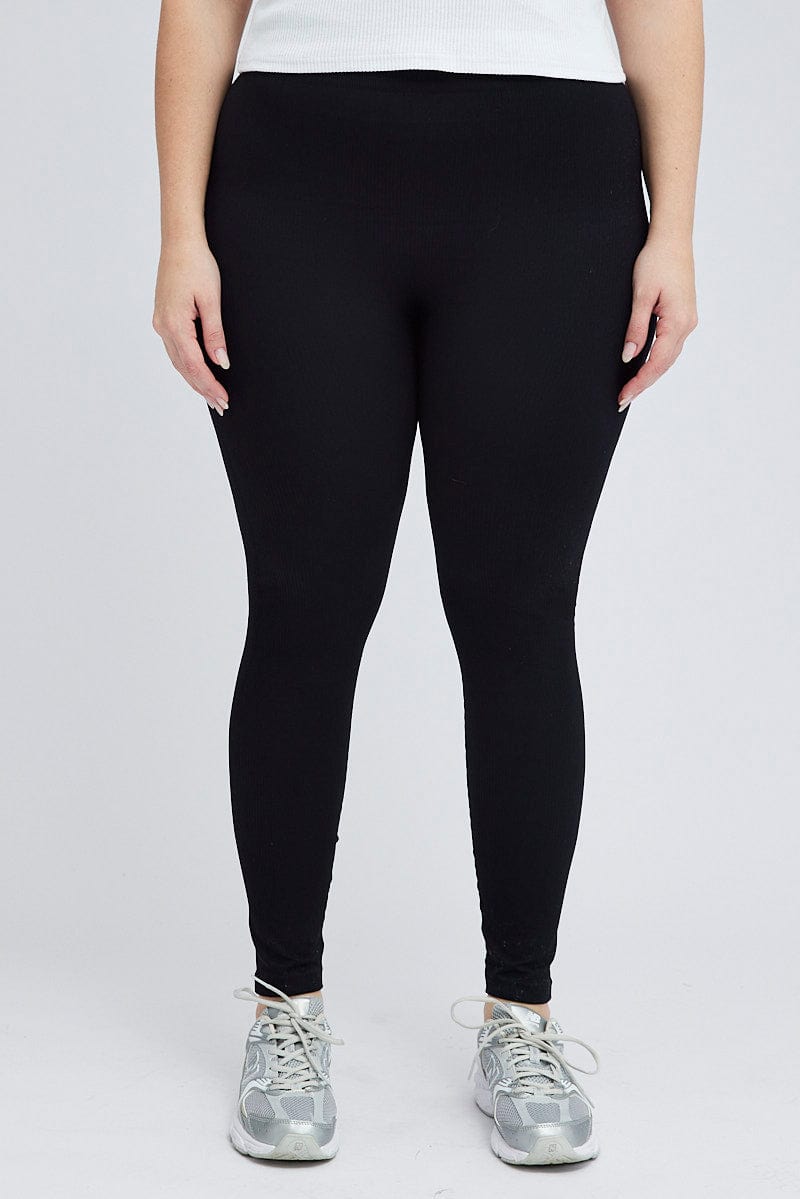 BLACK Sequin Leggings Pull On Stretch