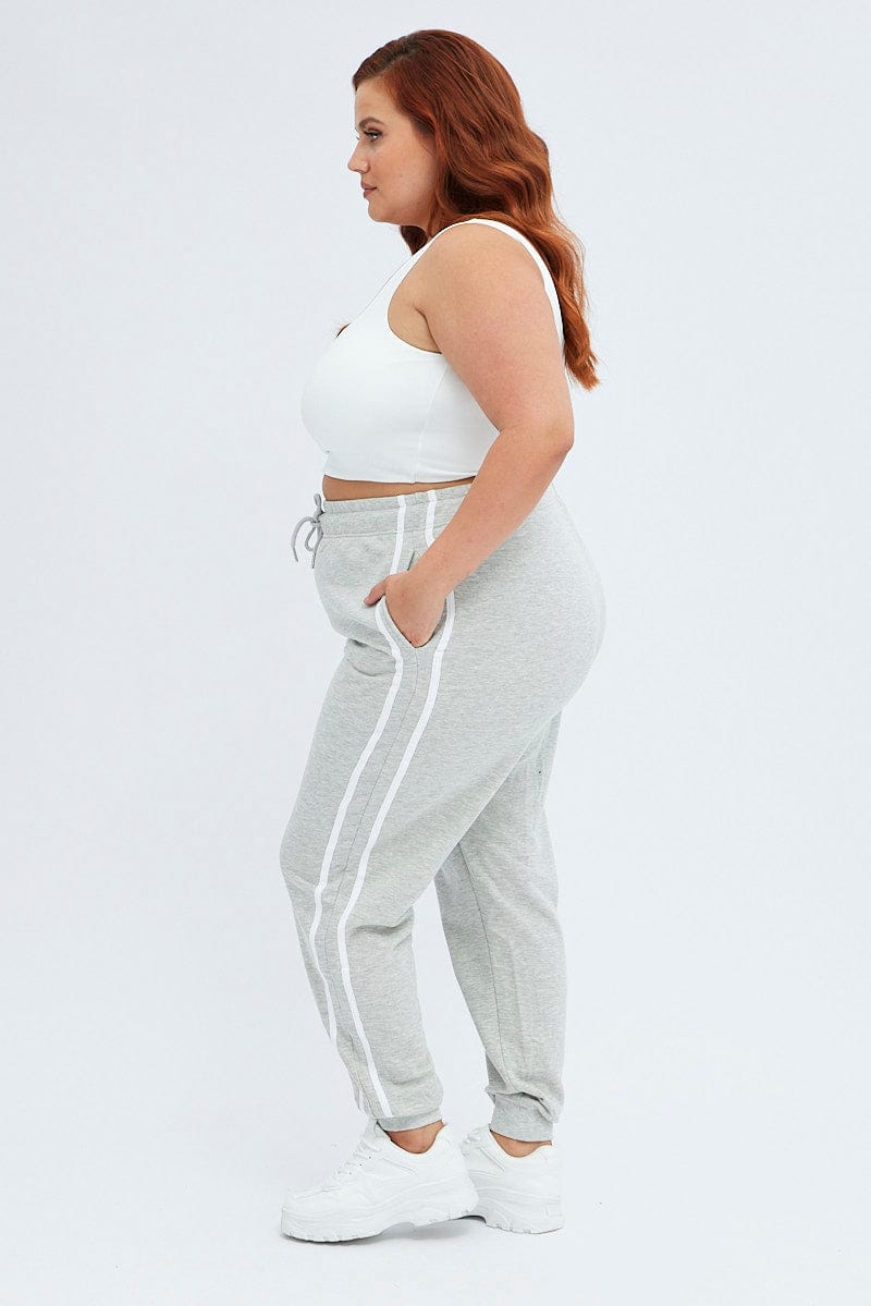 grå syv Allergisk Plus Size Grey Double Side Stripe Track Pants | You + All | Shop Online