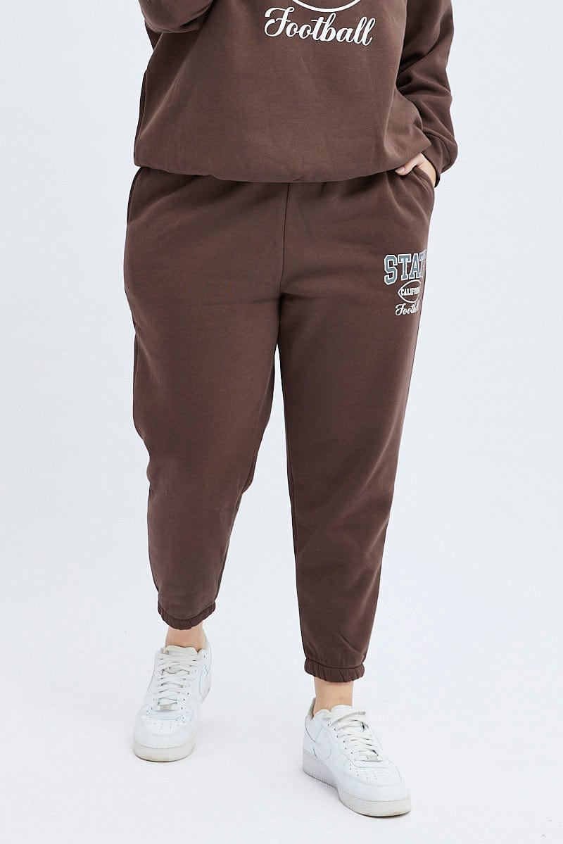 high Plt Chocolate Brown High Waisted Joggers