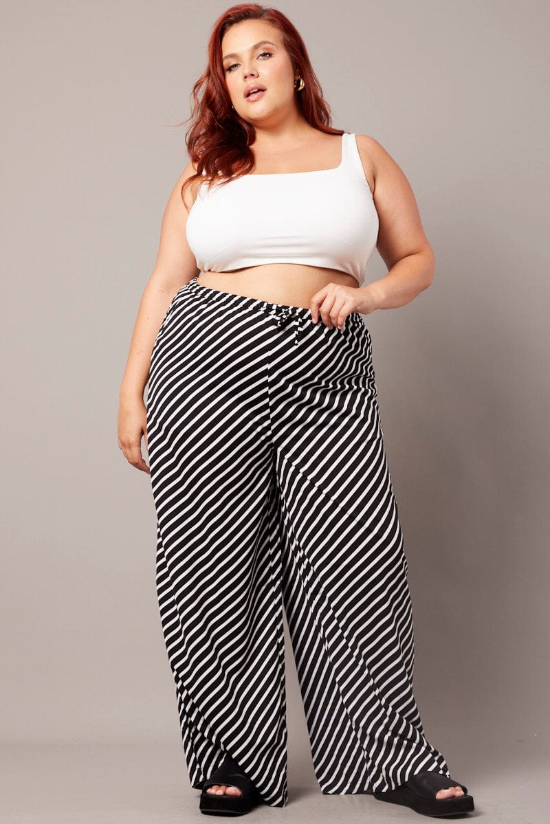 Yours Curve Women's Plus Size Abstract Wide Leg Trousers