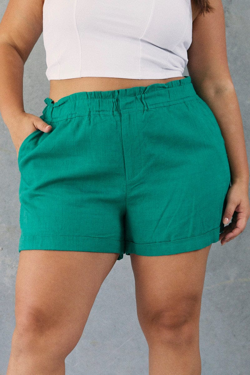 Olyvenn Womens Plus Size Shorts Linen Cute Bermuda Shorts Comfy