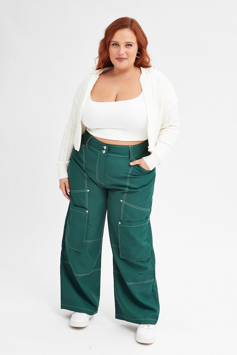 QUYUON Plus Size Cargo Pants for Women Bootcut Yoga Pants with