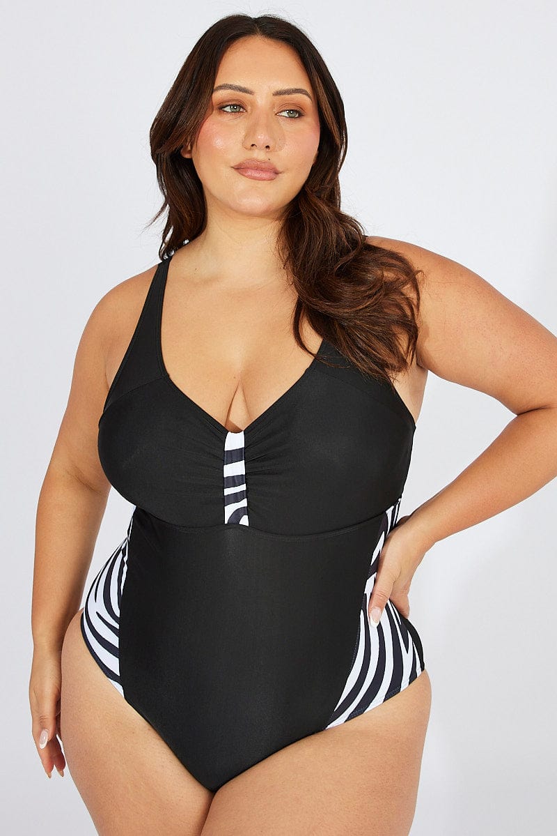 Plus Size Crochet Side Lace-Up One-Piece Swimsuit