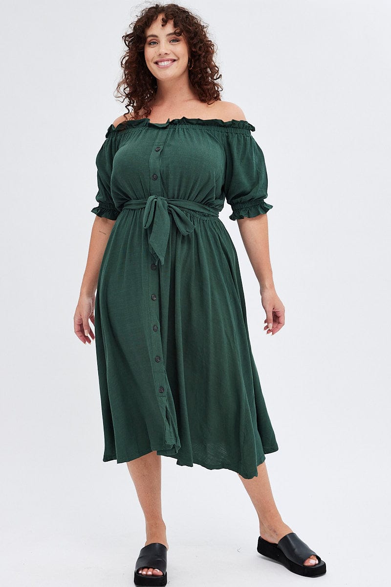 YWDJ Womens Dresses Midi Length Plus Size Cotton Linen Dress