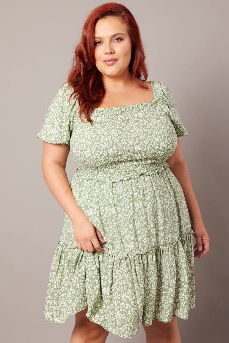 Green Floral Dress: a plus size summer outfit featuring a green