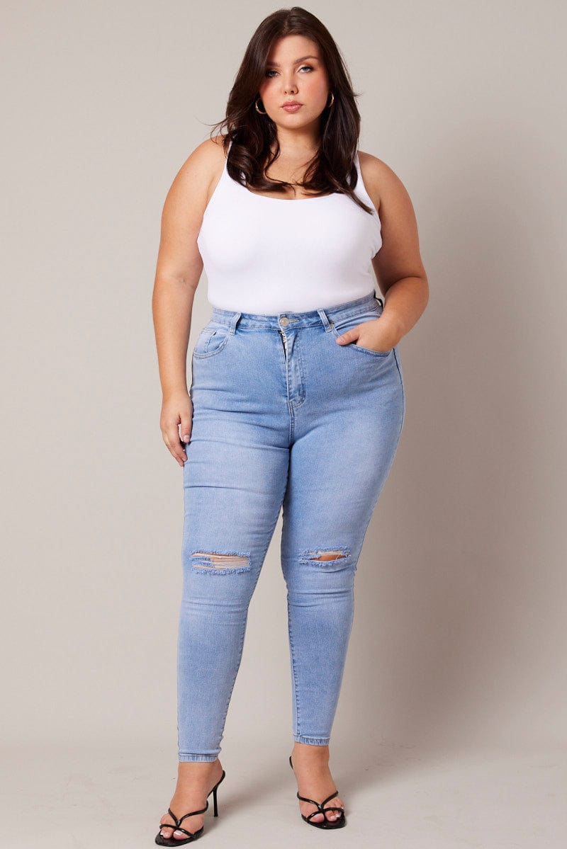 Plus Size Tight Jeans for Women High Rise Stretch Skinny Ripped